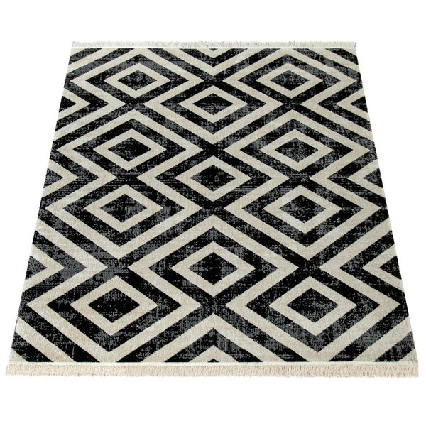 World Menagerie Middleham Flatweave Black/White Rug & Reviews Wayfair